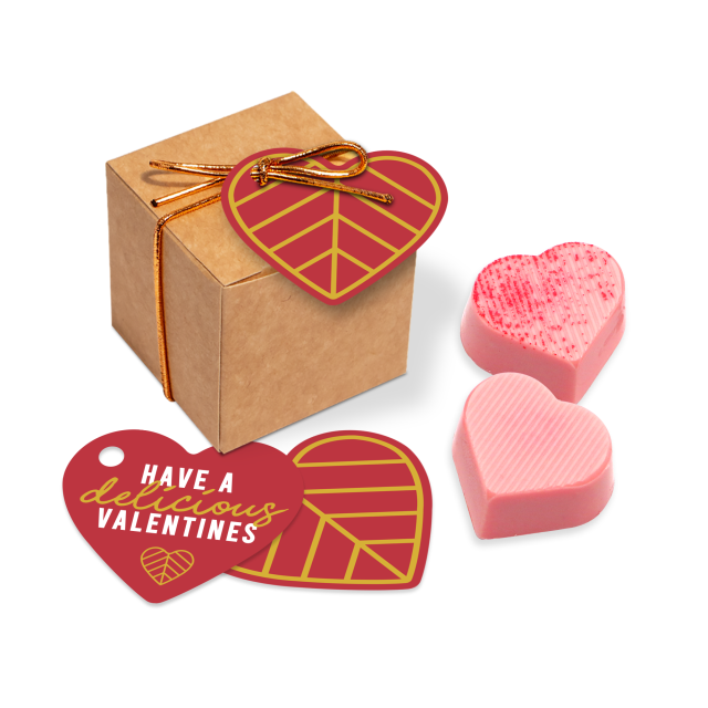 Valentines – Eco Kraft Cube – Raspberry Heart – Chocolate Truffles